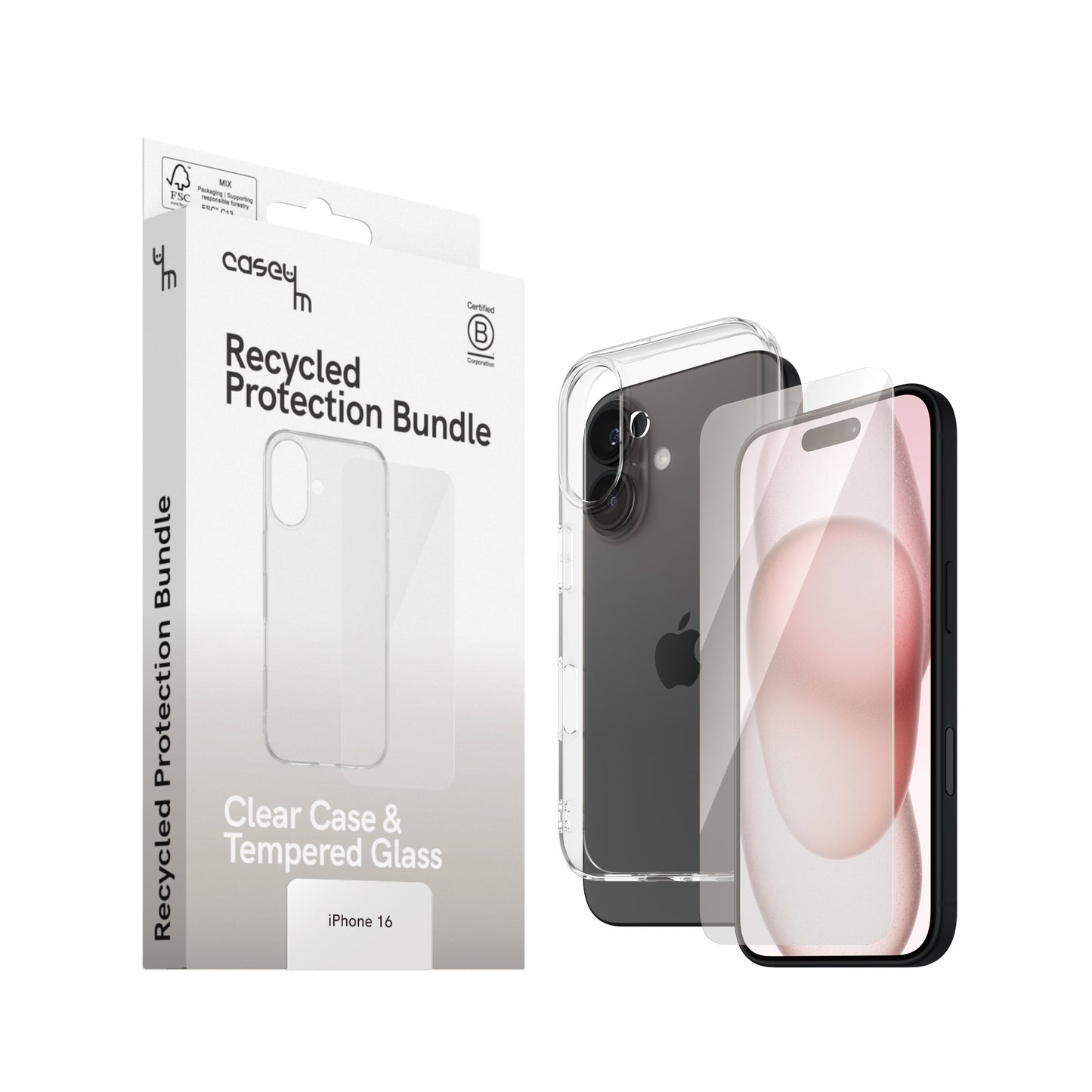 caseym Recycled Protection Bundle for iPhone 16, iPhone 16 Plus, iPhone 16 Pro and iPhone 16 Pro Max