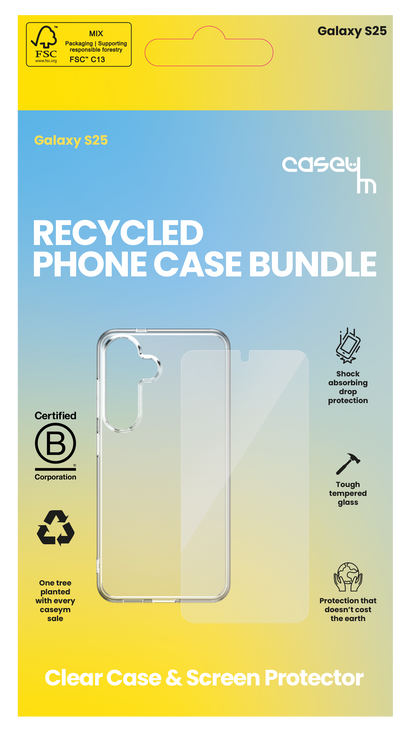 caseym Clear Recycled Protection Bundle For Galaxy S25 and Galaxy S25 Ultra