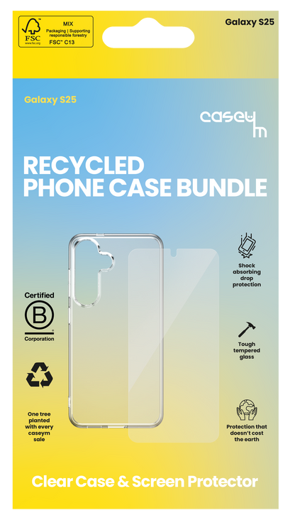 caseym Clear Recycled Protection Bundle For Galaxy S25 and Galaxy S25 Ultra