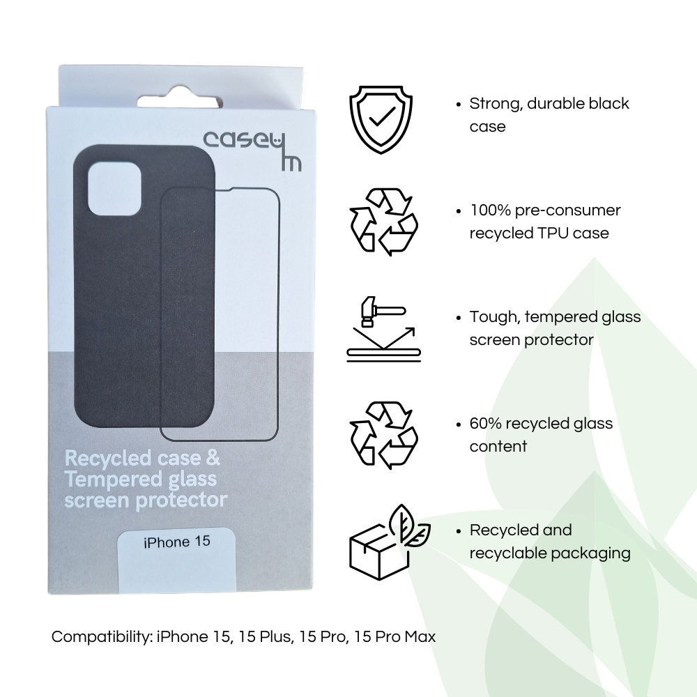 caseym Recycled Protection Bundle for iPhone 15, iPhone 15 Plus, iPhone 15 Pro and iPhone 15 Pro Max