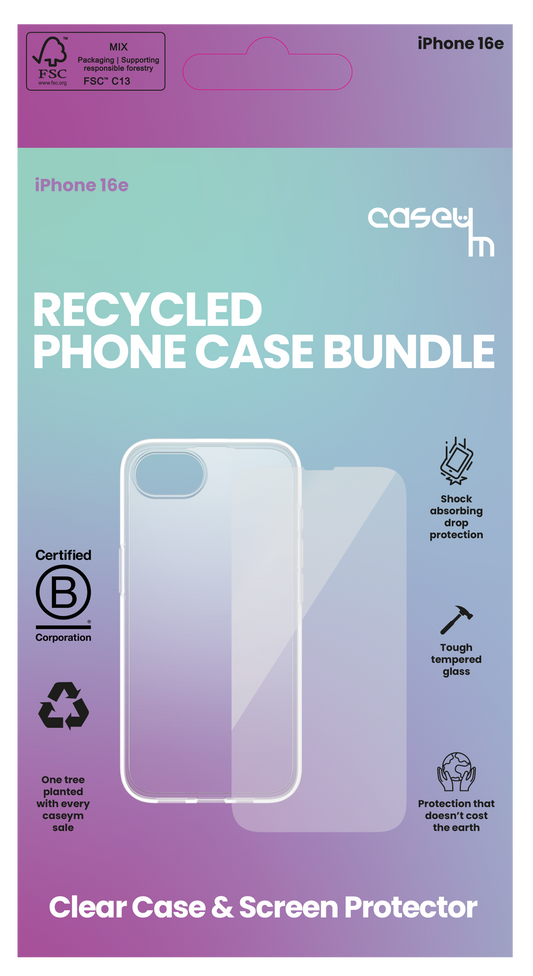 caseym Clear Recycled Protection Bundle For iPhone 16e