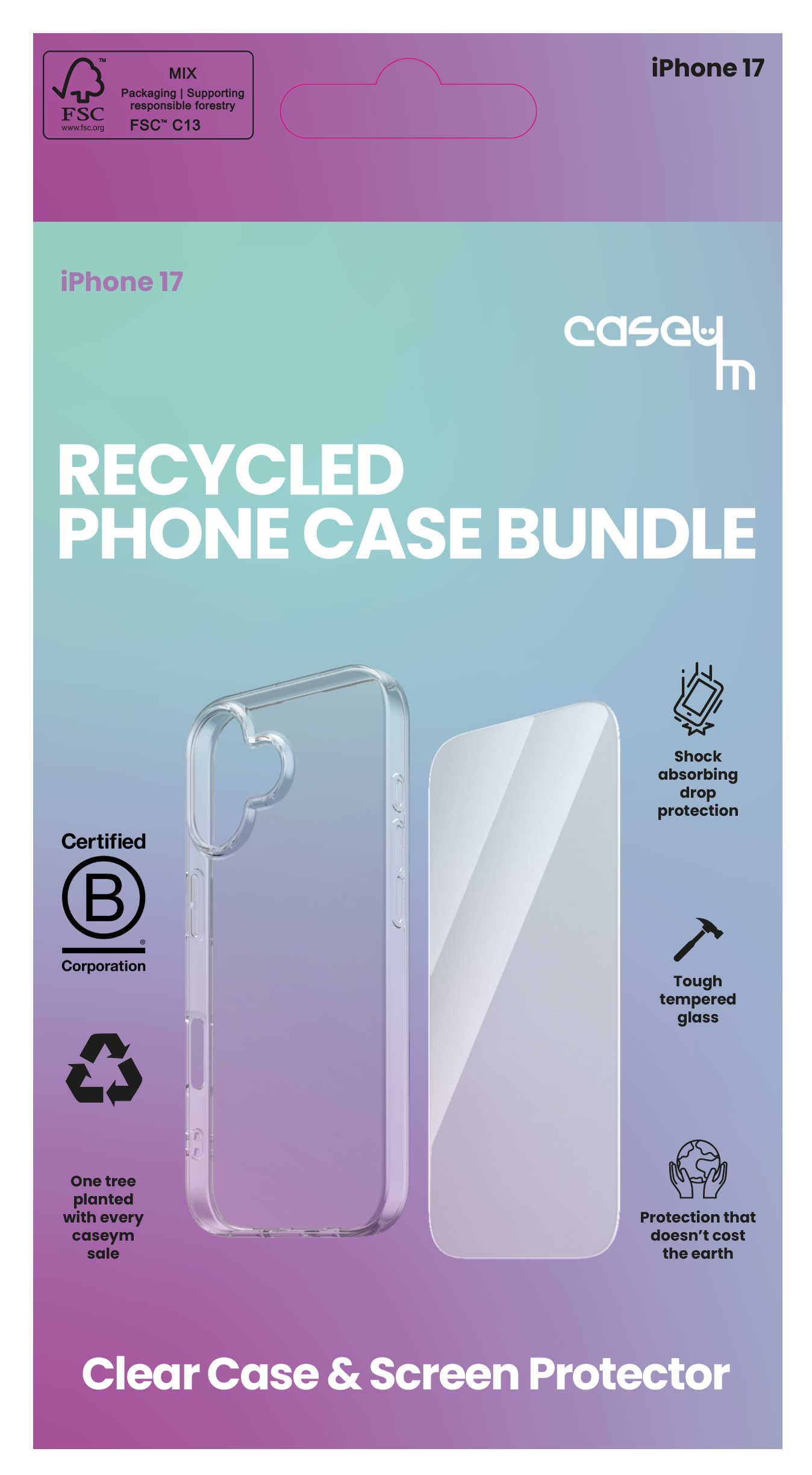 caseym Recycled Protection Bundle for iPhone 17, iPhone Air, iPhone 17 Pro and iPhone 17 Pro Max