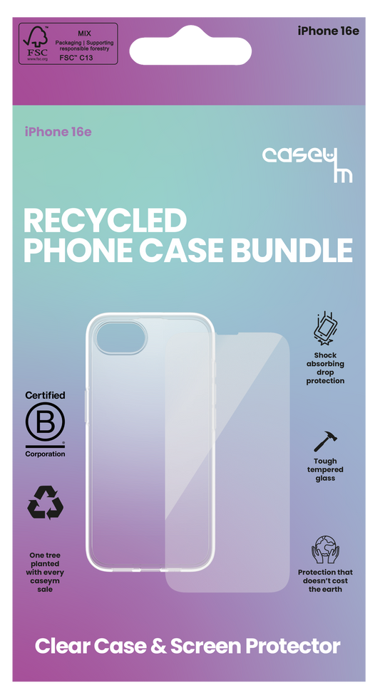 caseym Clear Recycled Protection Bundle For iPhone 16e