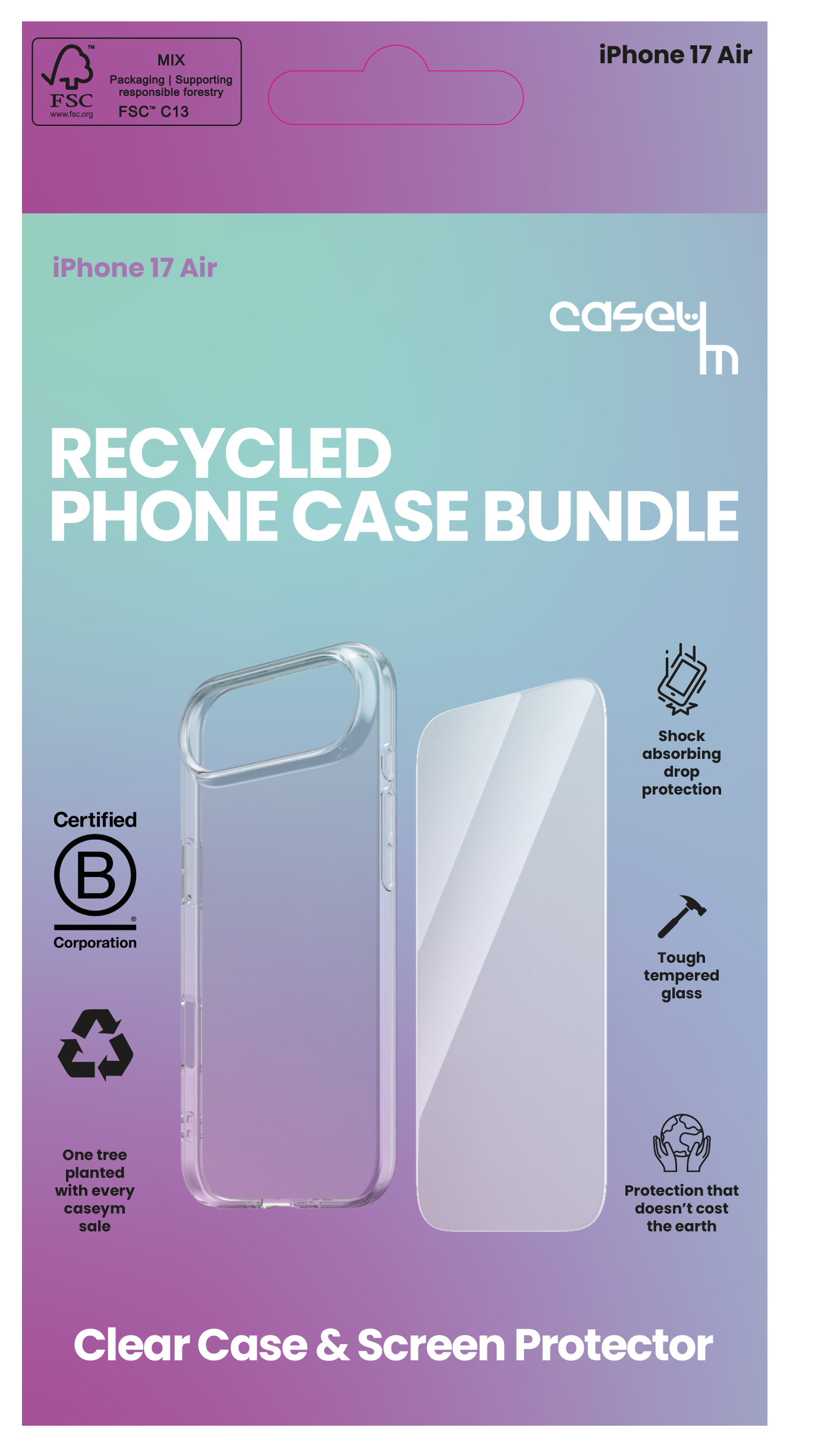 caseym Recycled Protection Bundle for iPhone 17, iPhone Air, iPhone 17 Pro and iPhone 17 Pro Max