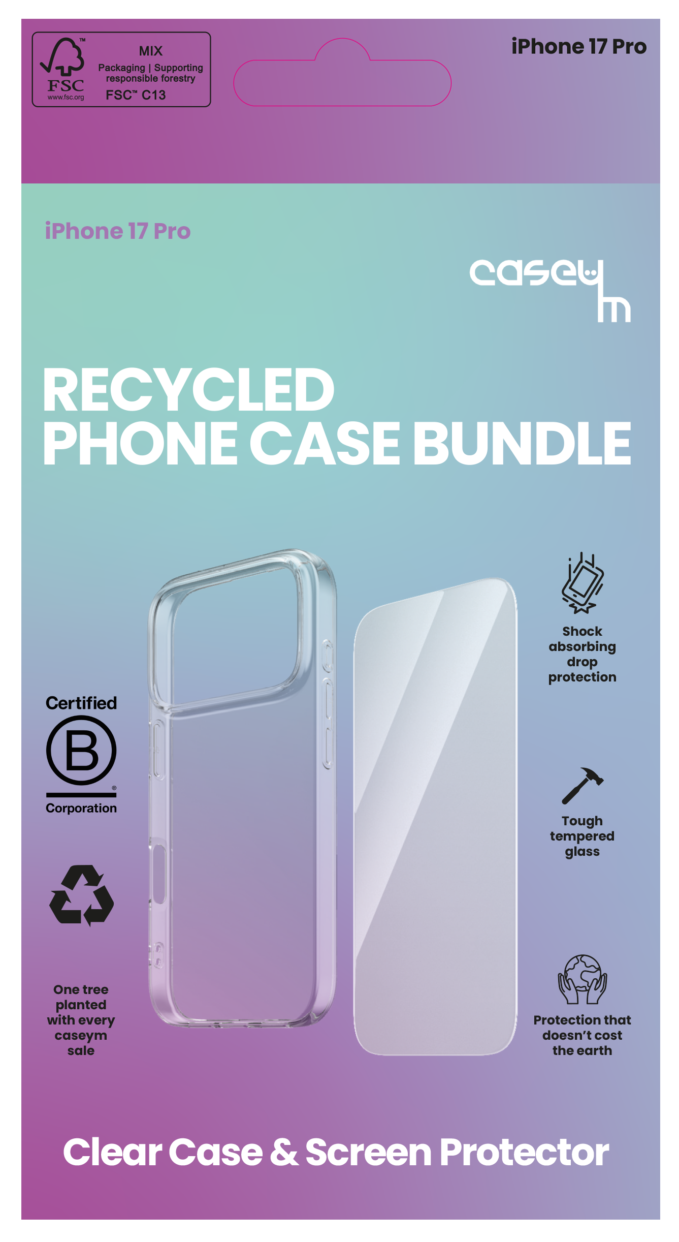 caseym Recycled Protection Bundle for iPhone 17, iPhone Air, iPhone 17 Pro and iPhone 17 Pro Max