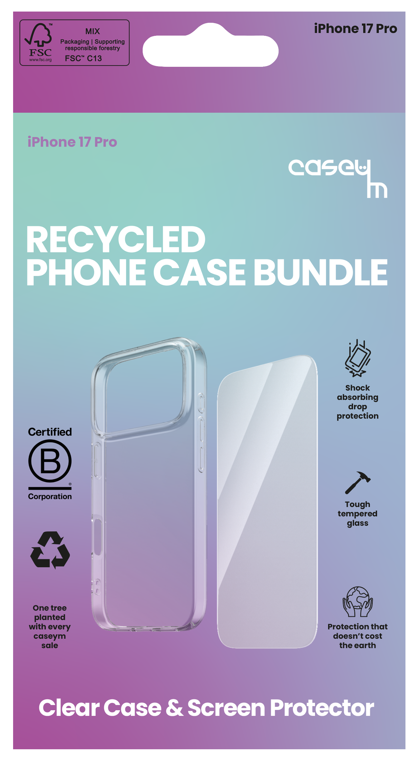caseym Recycled Protection Bundle for iPhone 17, iPhone Air, iPhone 17 Pro and iPhone 17 Pro Max